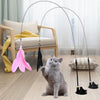 Cat Teaser Toy Cat Teaser Pole With Feather Bell Extended Rod Suction Cup Durable Bite Teaser Stick Replaceable Feather Head
