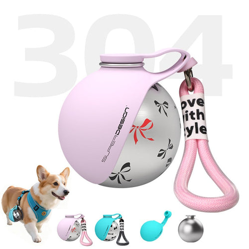 Stainless Steel Pet Travel Water Bottle – Portable Dog Drinking Bowl with Waste Bag Dispenser